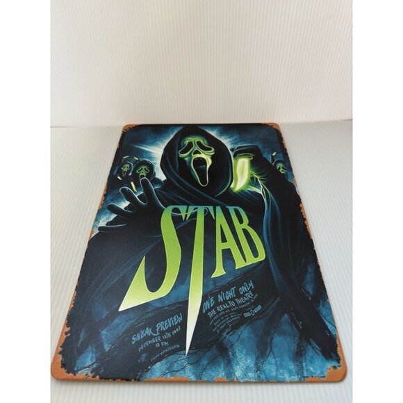 Scream Ghostface Tin Sign 12x8" Stab Horror Movie Wall Decor Halloween NEW - Picture 2 of 6